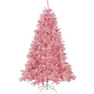 BELIANI Artificial Christmas Tree Traditional pvc Metal Base 210 cm Pink Farnham - Pink