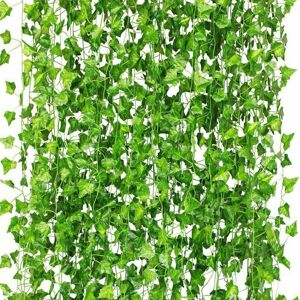 HOOPZI Artificial Hanging Plants, Fake Ivy Leaves Garland Gifts Party Garden Wedding Wall Home Decor 12 Pieces Ivy