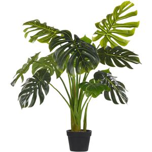 Beliani - Artificial Potted Plant for Indoor Use Modern Plastic Black Pot Monstera Plant - Green