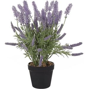 Beliani - Artificial Potted Plant Indoor Plastic Decoration with Black Pot Lavender Plant - Green