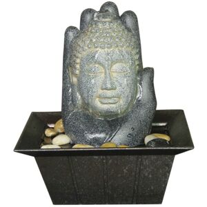 Watsons - Buddha and Hand Tabletop Indoor Fountain / Water Feature with Pebbles - Grey / Black / Bronze
