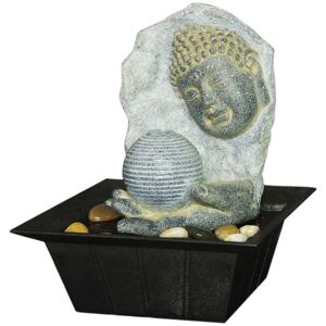 Watsons - Buddha Plaque Tabletop Indoor Fountain / Water Feature with Pebbles - Cream / Brown / Bronze