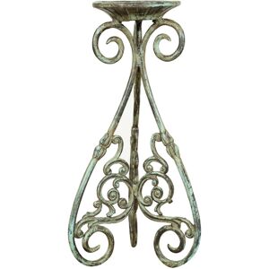 BISCOTTINI Cast Iron Pot Holder Tripod Saucer Plant Pedestal Planter Support Outdoor and Indoor Pot Holder Antique Finish 32x66 cm