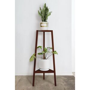 Decorotika Buono Handmade Natural Solid Wood Two Tiers Plant Stand Plant Organizer Plant Holder Handmade Decorative Stand - Dark - Dark