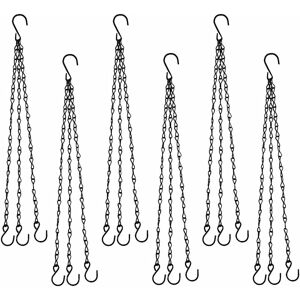 DENUOTOP Metal Chains, Hanging Basket Chain, 6 Pieces Black Flower Basket Plant Hanger Flower Pot Chain Hanging Basket Chains with S-Hooks for Hanging Flower