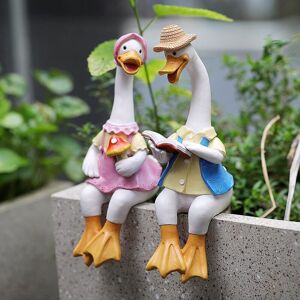 Héloise - Duck Outdoor Garden Ornaments Reading Couple Animal Sculpture Decorations 22 Cm Pair Of Ducks Resin Gift Indoor And Patio Decor Statues