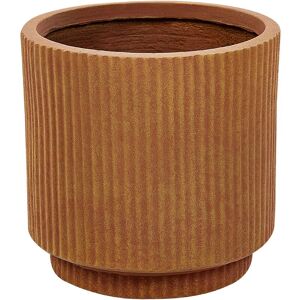 BELIANI Flower Planter Fibre Clay Garden Plant Pot 24 x 24 x 24 cm Outdoor Garden Drainage Hole Golden Brown Daria - Brown