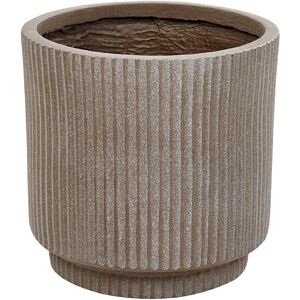 Beliani - Flower Planter Fibre Clay Garden Plant Pot 24 x 24 x 24 cm Outdoor Garden Drainage Hole Taupe Daria - Beige