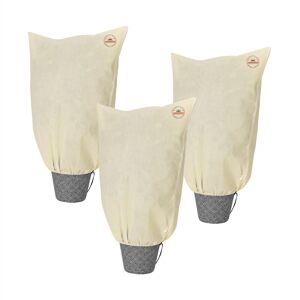 Potted Plant Frost Protection Bags Zipped Winter Outdoor Fleece Cover 0,6x0,8m 3er Set (de) - Beige - Gardebruk