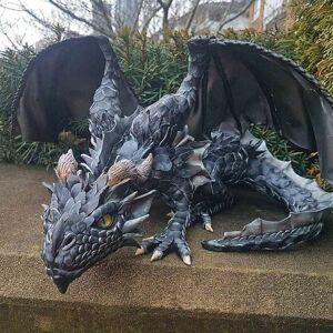 Héloise - Garden Dragon Figurine, 21×15×10 Cm Garden Dragon Statue, Resin Dragon Statue, Dragon Garden Ornament, Dragon Sculpture, Animal Decoration