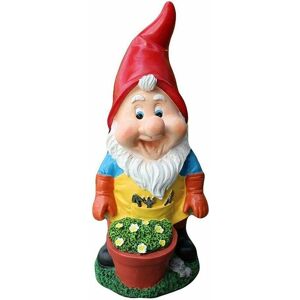 Pesce - Garden Gnome Statue 11 Inch Gnome with Flower Pot Resin Art Sculpture Cute Dwarf Figurines for Ornaments Office Indoor Outdoor Home Patio