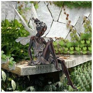 Alwaysh - Garden Ornament Magical Fairy Sitting, Tudor and Turek Sitting Resin Garden Ornament 22cm