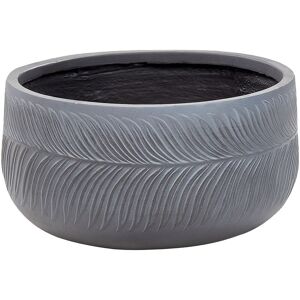 BELIANI Garden Outdoor Plant Pot Planter Leaf Motif Round Stone Clay Fibre 43x43x23 cm Grey Ftero - Grey