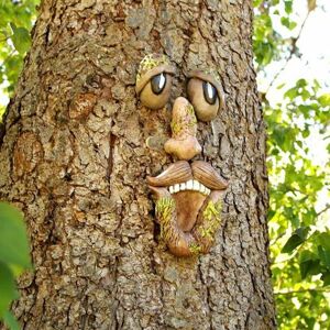 TINOR Garden Sculptures and Statues, Garden Statues, Outdoor Garden Decorations,Garden Decorations Tree Face Trunk Hanging Decoration Big Eyes for Easter