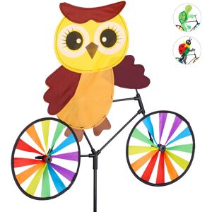 Relaxdays - Set of 1 Animal Pinwheel Owl, Garden Windmill, Funny Design, Children, Balcony, Wind Spinner, Multicolour