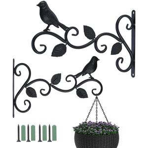 MUMU Hanging Basket Brackets 2 Pack 12' Vintage Metal Wall Hooks for Hanging Plants, Lanterns, Birdhouses, Fences