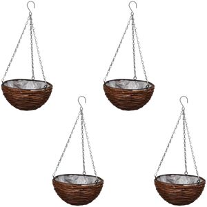 ROYALTON Hanging Round Willow Basket 4 pcs with Liner & Chain