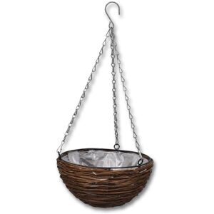 Berkfield Home - Hanging Round Willow Basket 4 pcs with Liner & Chain