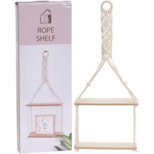 H&s Collection - Hanging Shelf with Rope Decoration 30x10x66 cm Cream