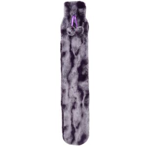 Hodge And Hodge - Extra Long Hot Water Bottle Faux Fur Cover Pom Poms - 2 Tone Purple