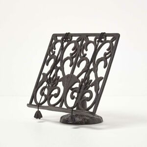 Homescapes - Brown Cast Iron Cookbook Stand Recipe Book Holder - Brown