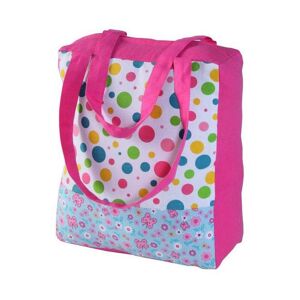 Homescapes - Cotton Multi Dots & Butterflies Design Shopping Bag, 36 x 43 x 11 cm - Pink