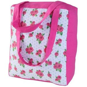 Homescapes - Cotton Pink Roses and Dots Design Shopping Bag, 36 x 43 x 11 cm - Pink