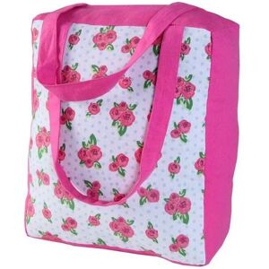 Homescapes - Cotton Pink Roses and Dots Design Shopping Bag, 27 x 32 x 11 cm - Pink