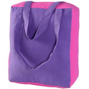 HOMESCAPES Cotton Solid Purple & Pink Design Shopping Bag, 27 x 32 x 11 cm - Purple