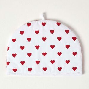 Homescapes - Tea Cosy Double Design Red Hearts Teapot Warmer - Red