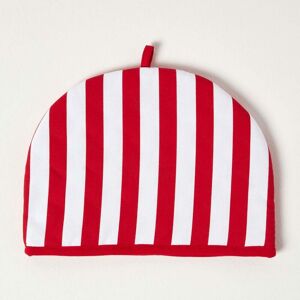 Homescapes - Tea Cosy Double Design Red Stripes Teapot Warmer - Red