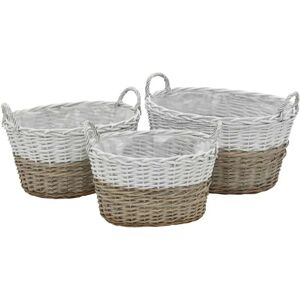 Hommoo Planter 3 pcs Wicker with PE Lining VD12752