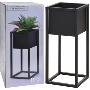 Berkfield Home - h&s Collection Flower Pot on Stand Metal Black 50cm