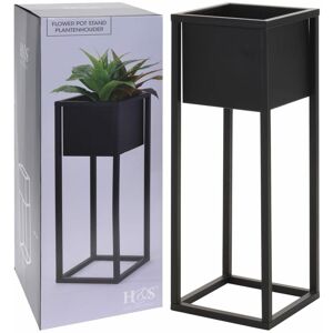 Berkfield Home - h&s Collection Flower Pot on Stand Metal Black 60 cm