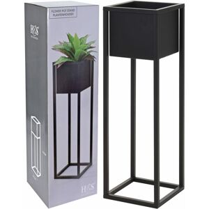 Berkfield Home - h&s Collection Flower Pot on Stand Metal Black 70 cm