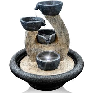 Geezy - Indoor 4 Bowls led Water Fountain Garden Water Feature Statue Lights Home Decor - Grey