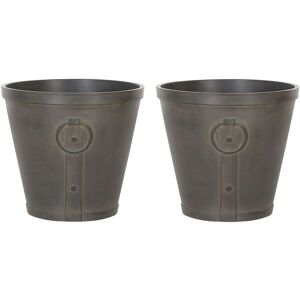 Beliani - Indoor Set of 2 Outdoor Plant Pots Stone uv resistant 41x41x37 cm Brown Vari - Brown