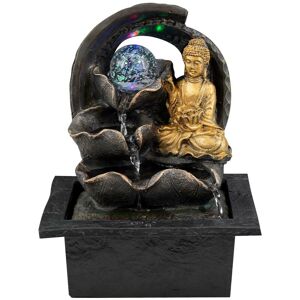 GEEZY Indoor Tabletop Fountain Water Feature LED Lights Polyresin Statues Home Decoration (Crystal Ball Buddha Fountain)