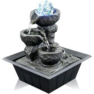 Geezy - Indoor Tabletop Fountain Water Feature led Lights Polyresin Statues Home Decoration (Crystal Ball Fountain)