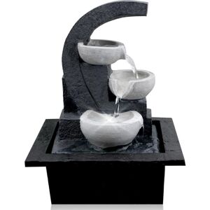 Geezy - Indoor Tabletop Fountain Water Feature led Lights Polyresin Statues Home Decoration (White Bowls Fountain)