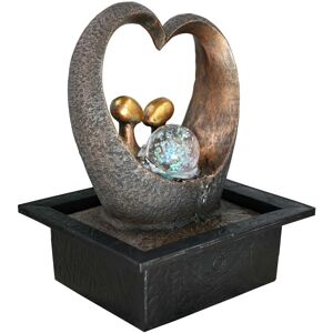 Geezy - Indoor Tabletop Heart Fountain Water Feature led Lights Polyresin Statues Home Decoration