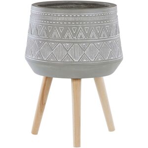 Beliani - Industrial Tall Planter Magnesium Wooden Stand Light Grey Malaki - Grey