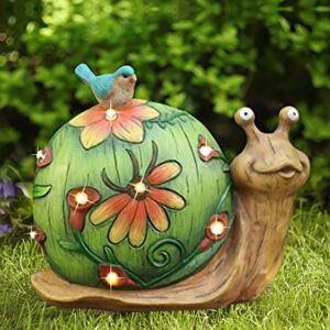 LANGRAY Solar Light Snail Decoration Garden Animal Statue in Solar Energy Resin, Light Lamp Animal Figurine Outdoor Ornaments, for Garden Entrance Christmas