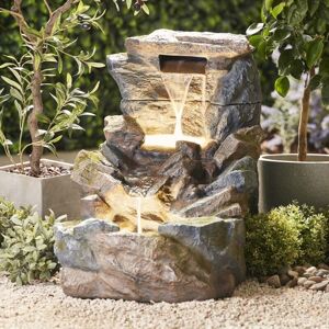 THOMPSON & MORGAN Thompson&morgan - Large Tumbling Rock Wall Water Feature, Outdoor Self Contained Freestanding Rock Wall Decor with led Lights 60cm