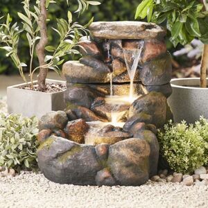 THOMPSON & MORGAN Thompson&morgan - Large Tumbling Rock Wall Water Feature, Outdoor Self Contained Freestanding Tall Rock Wall Decor with led Lights, 48cm