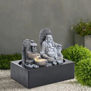 LIVINGANDHOME Tabletop Happy Sitting Buddha Fountain with led Light