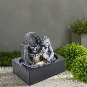 Livingandhome - Tabletop Resin Cherub Fountain with led Light