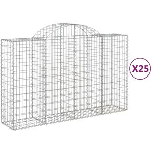 BERKFIELD HOME Mayfair Arched Gabion Baskets 25 pcs 200x50x120/140 cm Galvanised Iron