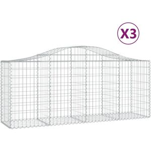 BERKFIELD HOME Mayfair Arched Gabion Baskets 3 pcs 200x50x80/100 cm Galvanised Iron