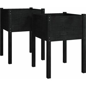 Berkfield Home - Mayfair Garden Planters 2 pcs Black 50x50x70 cm Solid Pinewood